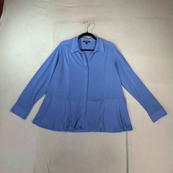 Roz & Ali Top Womens Size 2X Blue Button Up Casual Office Career Mature - Picture 1 of 12